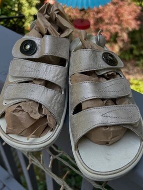 Waldlaufer Metallic Ladies Leather Sandals with Adjustable Straps